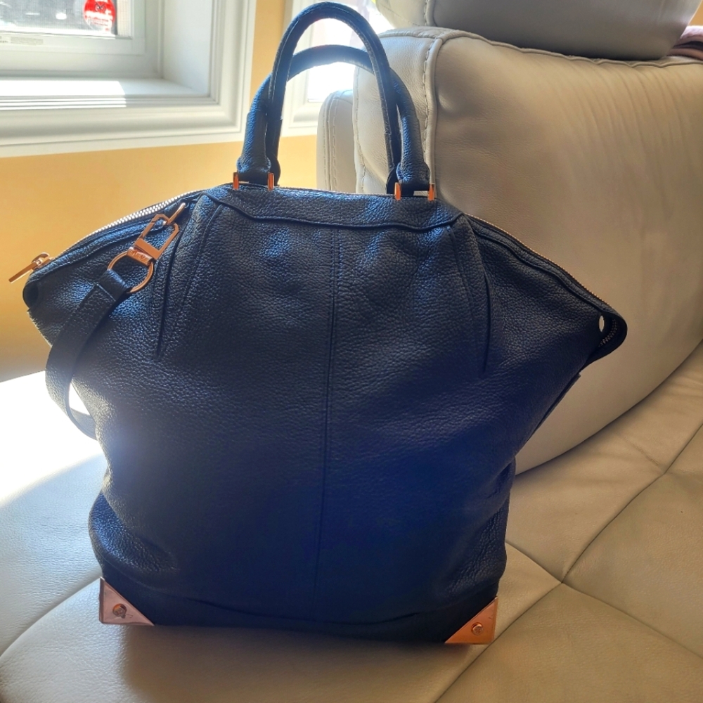 Elegant Black Leather Tote Bag